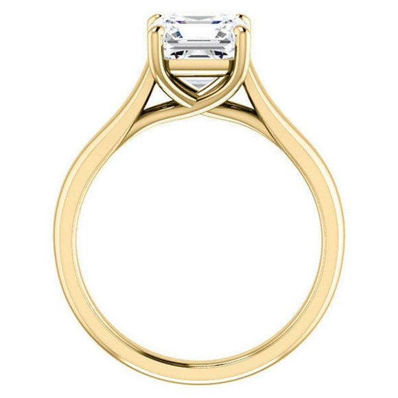 2.0Ct-7.5mm Trellis Solitaire Asscher Cut Moissanite Engagement Ring - Picture 7 of 15